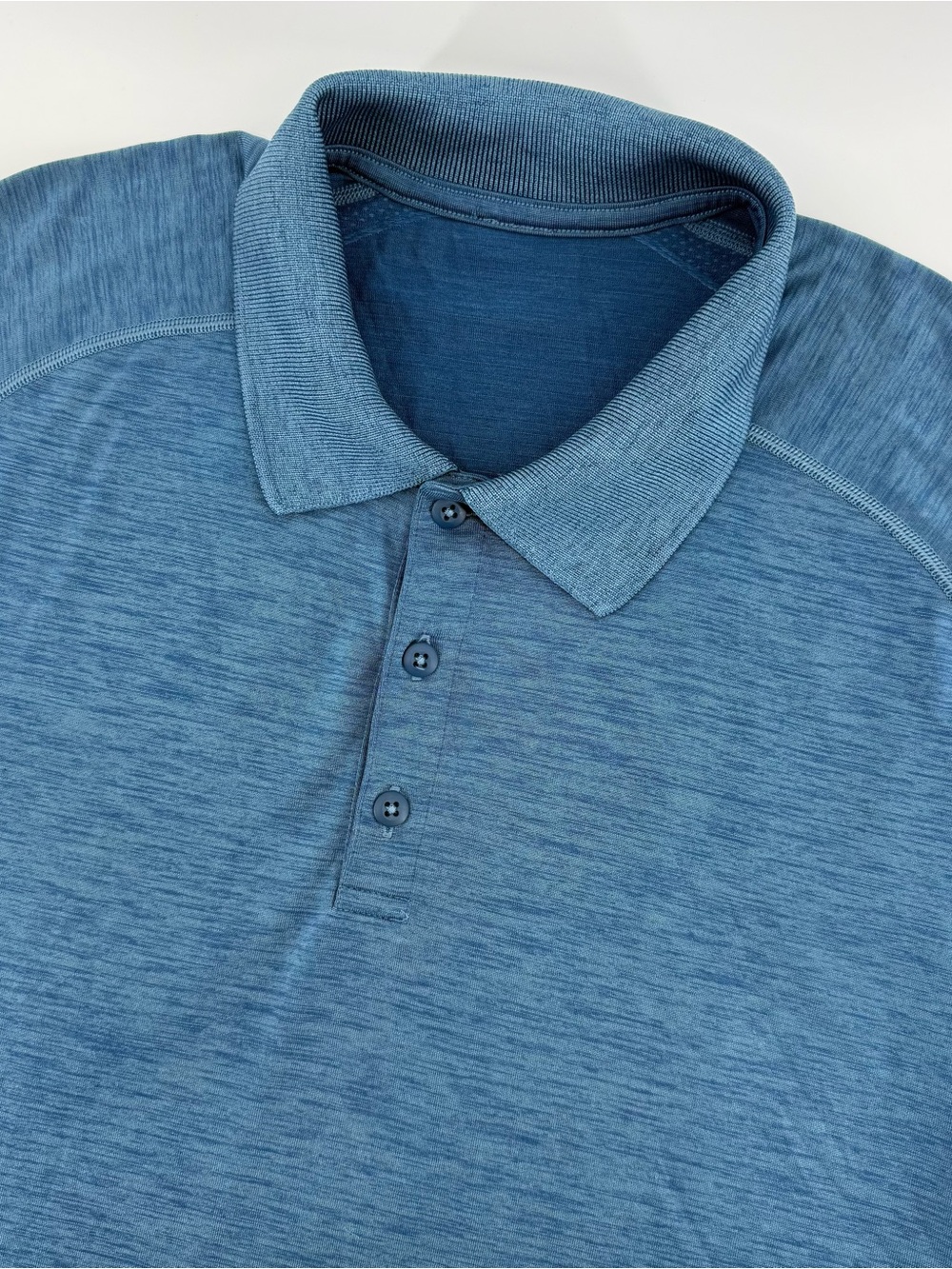 Lululemon Metal Vent Tech Polo Shirt Mens XL Blue Heathered Short Sleeve Golf